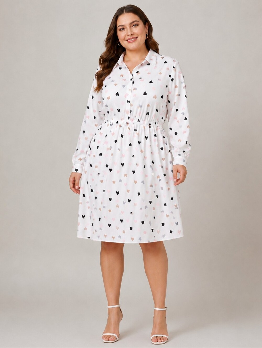 SHEIN HEARTS HALF BUTTON SHIRT DRESS SZ 4X